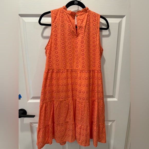 Loft Red/Orange Eyelet Mini Dress - Picture 2 of 6